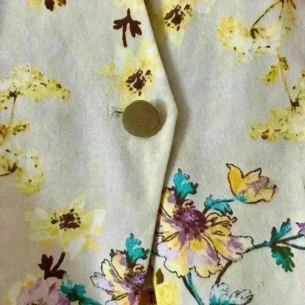 ANTONIO MELANI Floral Yellow Blazer Size 6 - Picture 5 of 6